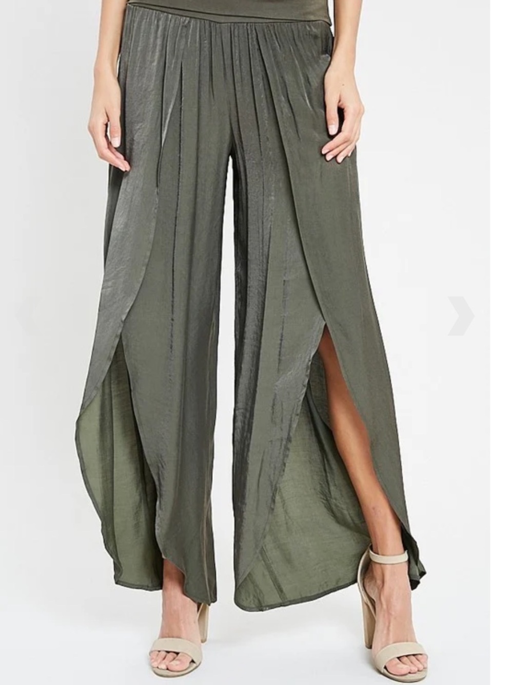Zara basic  Olive Split-Front Wide Leg Pants